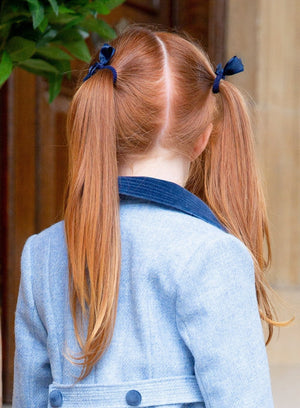 Mini Bow Hair Bobbles in Navy