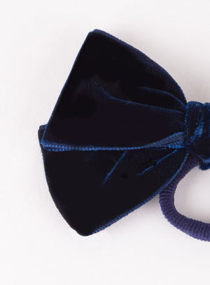 Velvet Bow Hair Bobble in Navy