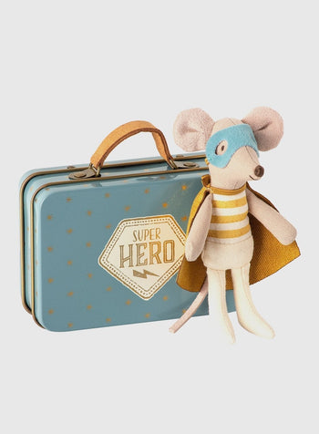 Maileg Toy Maileg Superhero Little Brother Mouse with a Suitcase