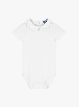 Thomas Brown Body Little Short-Sleeved Monty Stitch Body in White/Pale Blue