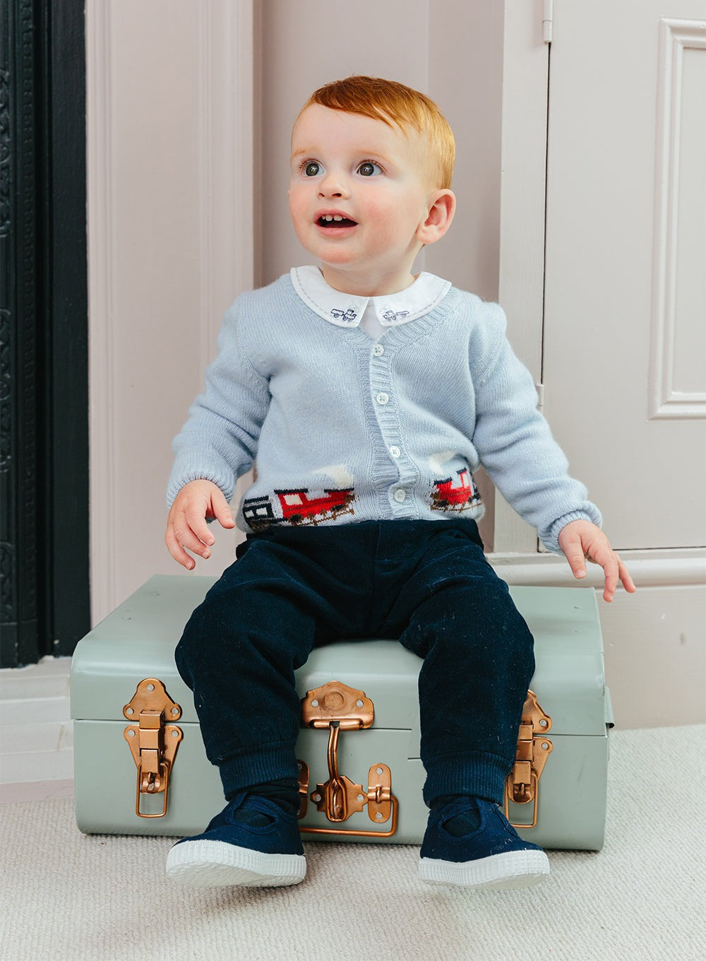 Thomas Brown Baby Boys Thomas Train Cardigan | Trotters London