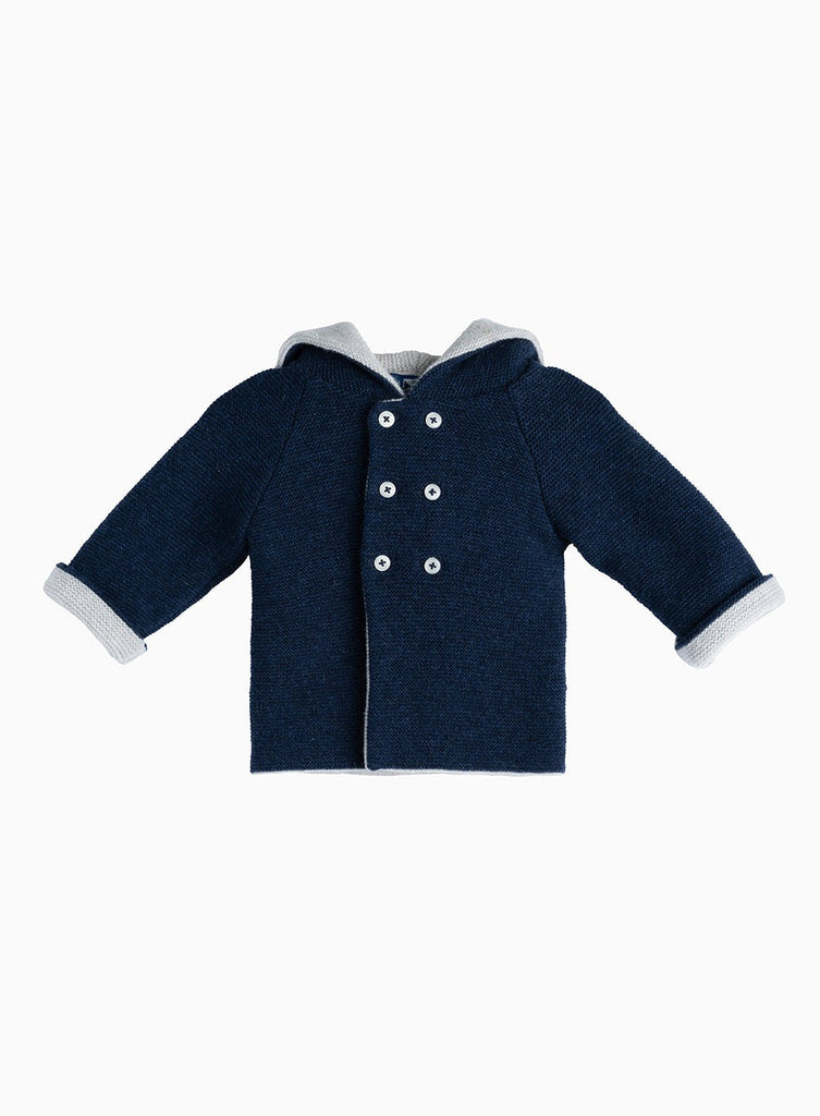 Baby Knitted Coat in Navy | Trotters – Trotters Childrenswear USA