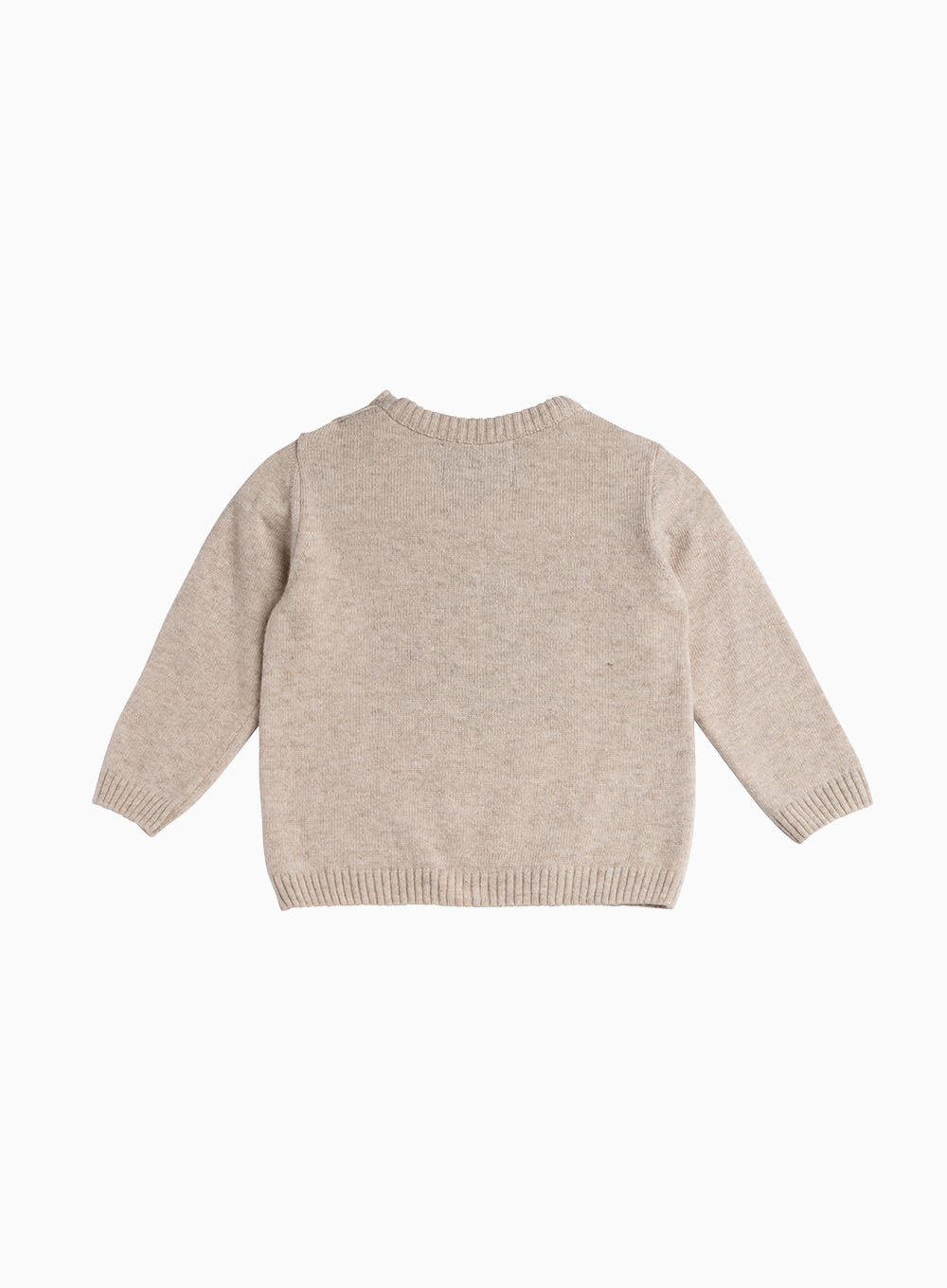 Kid's Sweater Beige Wool and Cashmere-Blend Mouliné Knit