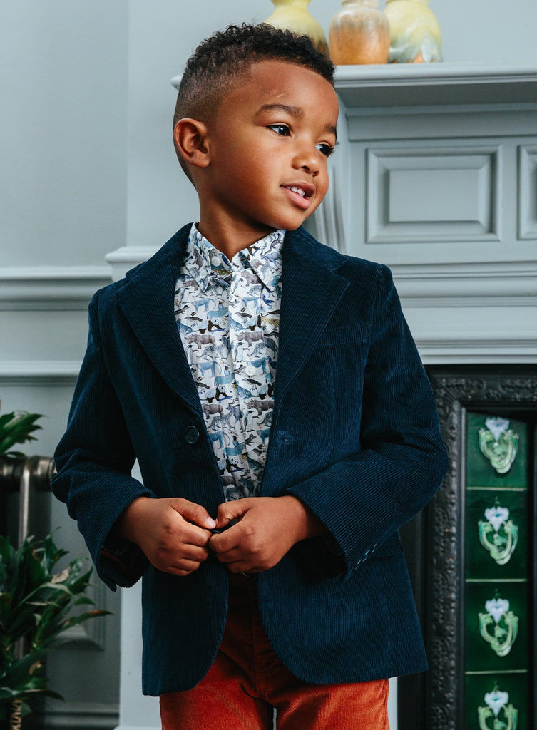 Thomas Brown Shirt in Liberty Zoo Print Fabric | Trotters London ...